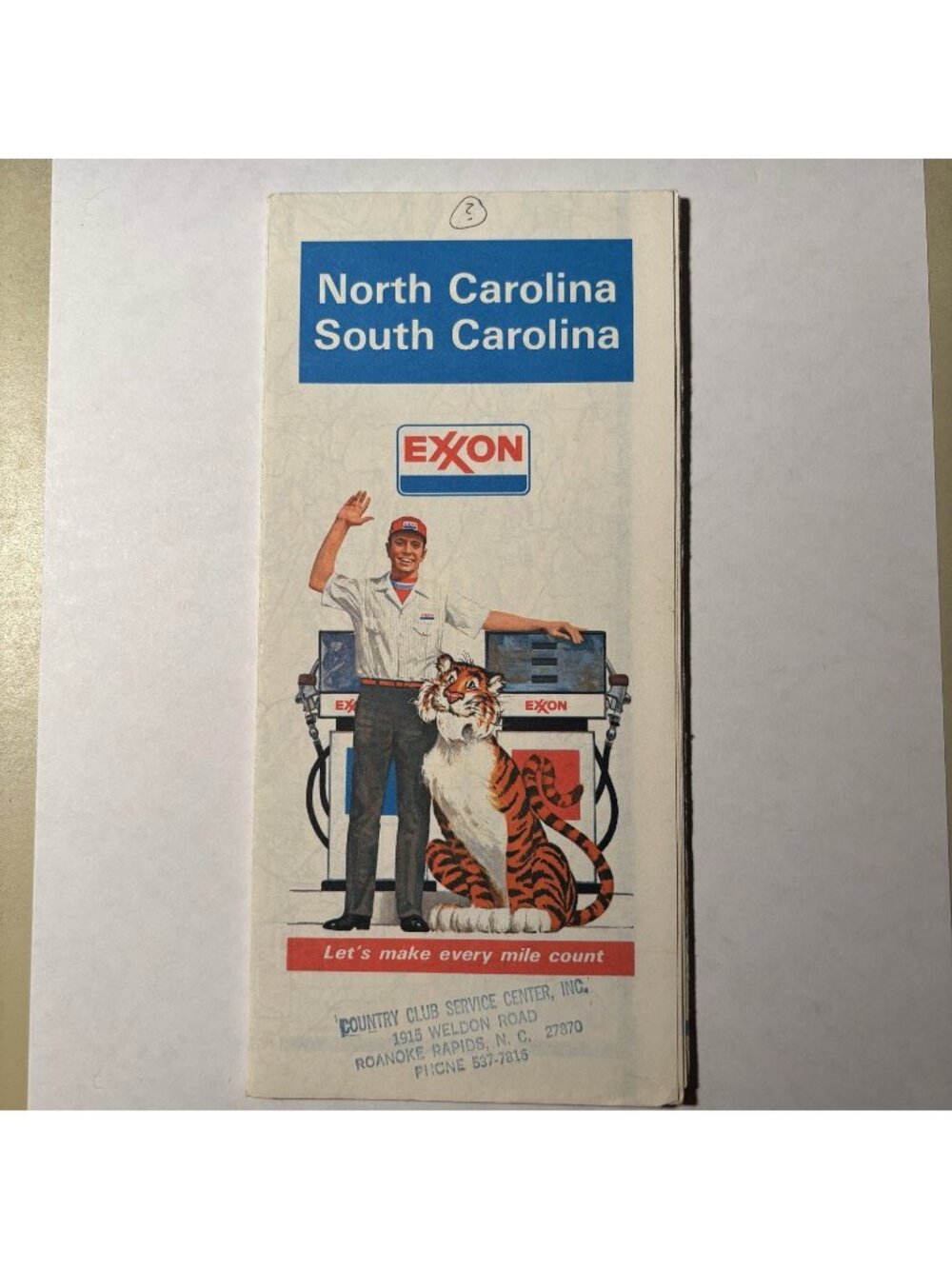 Vintage Exxon Oil Gas North South Carolina US Travel Road Map 1980 Local Stamp